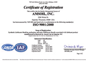 Official Certification AMSOIL now ISO 9001:2000