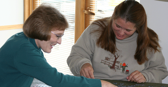 Benedictine Sisters put together a puzzle