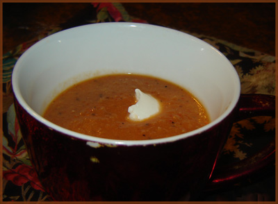 Tomato Chickpea Soup with Sour Cream