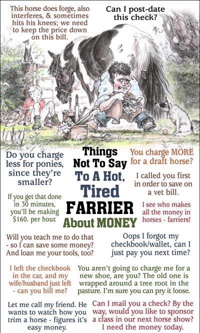 Things not to say to a farrier about money