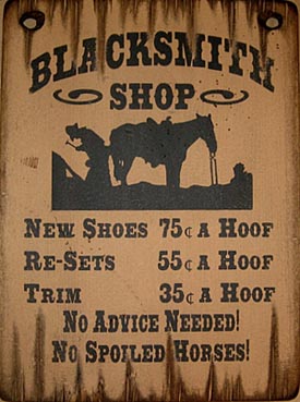 Wood Blacksmith Shop Sign