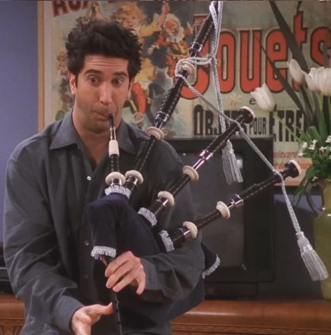 Ross plays the Bagpipes