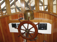 wheel from old sardine carrier BUFISCO, binnacle made by Lionel in 1944 