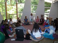 Women in circle at retreat center