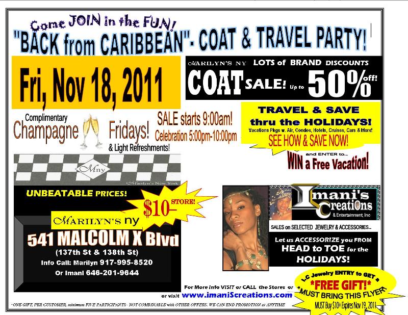 Flyer- Marilyn's COAT & TRAVEL Party!