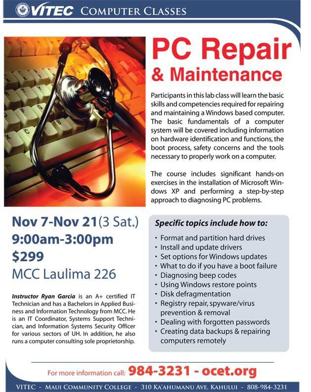 PC Repair & Maintenance, VITEC, November 2009