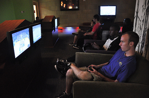 Gamers in Game Room
