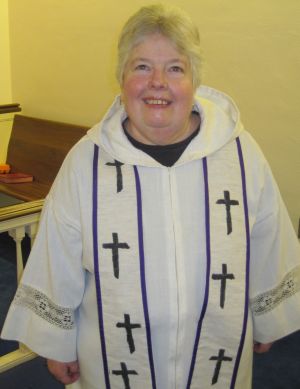 Pastor Nancy Webb in robe
