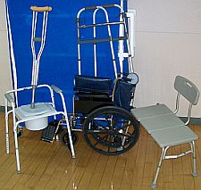 commode, wheelchair, bath bench etc. available through H.E.L.P.