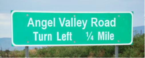 Angel Valley Road Sign