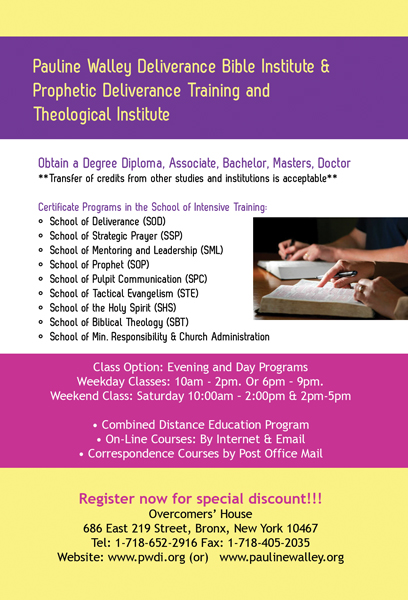 Bible School - Prophetic-Deliverance Degree Program