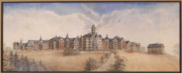 original watercolor shows "hospital on a hill"