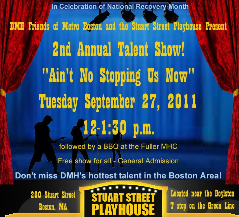 2nd Annual Talent Show 9/27 12-1:30 & Stuart St. Playhouse, Boston 
