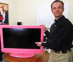 Tony with pink tv