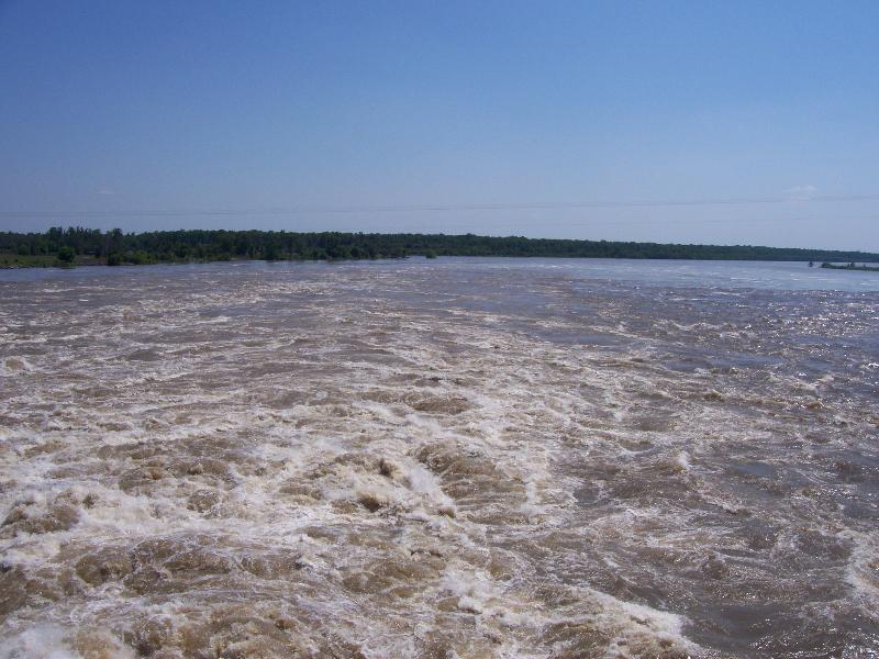 Mississippi River water rushing into the Atchafalaya Basin