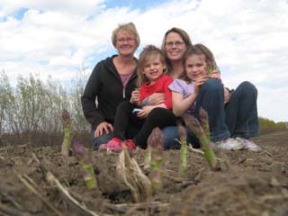 Three  Generations in asparagus May 13