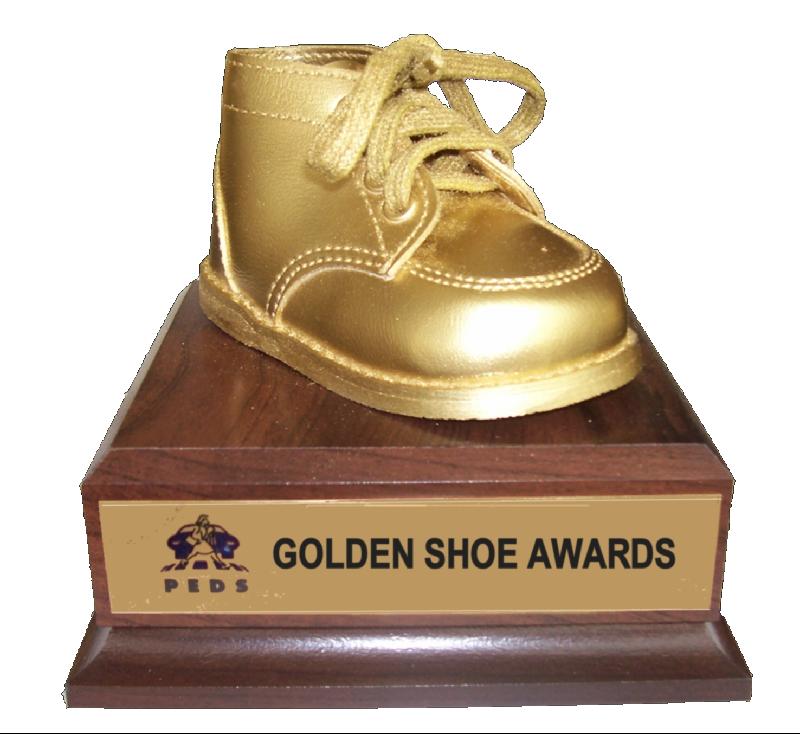 Golden Shoe on White Background