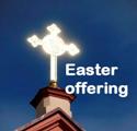 Easter offering with glowing gold cross