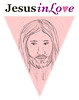 Face of Jesus inside pink triangle