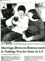 Newspaper article on Kitt Cherry and gay marriage, 1989