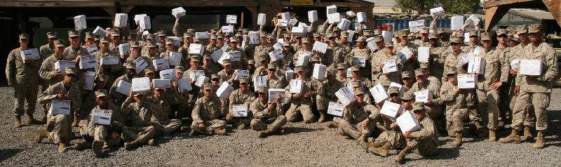 Marines with care packages from Marine Parents