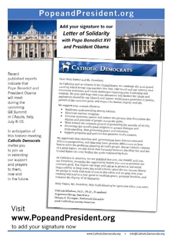 Pope and President.org NCR Ad