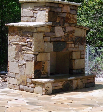 Outdoor Fireplace by Ryan O'Rielly with stone from Stone Garden