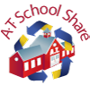 A.T. School Share logo: shows a schoolhouse encircled by recycling arrows. 