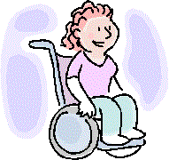 Graphic of a smiling young woman seated in a wheelchair. 