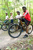 bicyclists on a trail