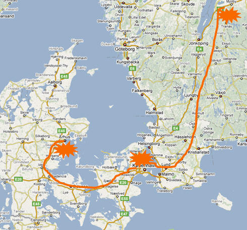 Itinerary of May 2009 trip to Denmark/Sweden
