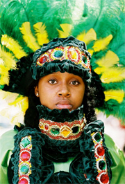 Mardi Gras Indian in headdress