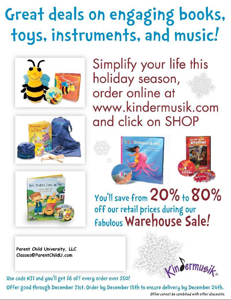 Kindermusik holiday 20%-80% off by mentioning Tracey Kretzer at Parent Child U!