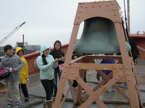 Kids ringing bell
