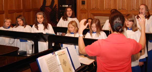 Girls choir practicing
