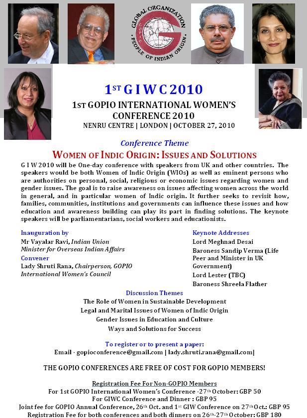 Global Indian Diaspora Women's Conference Info.