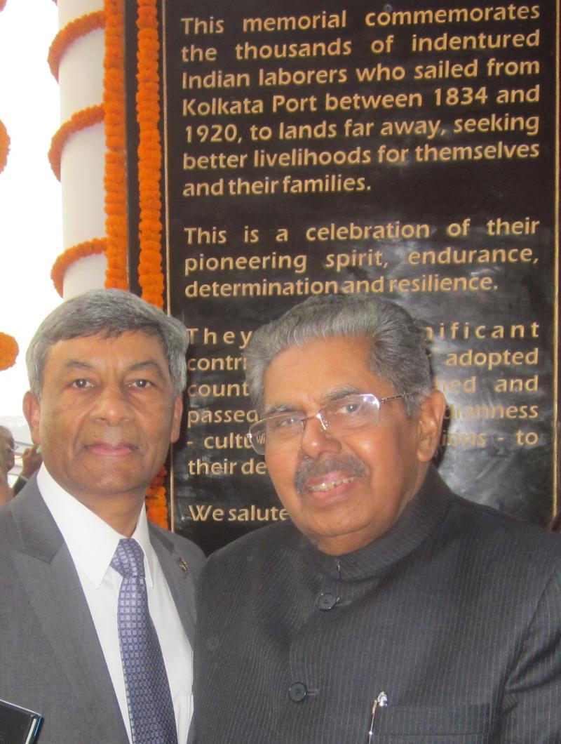 GOPIO Exec. VP Ashook Ramsaran with Minister Vayalar Ravi at the Memorial