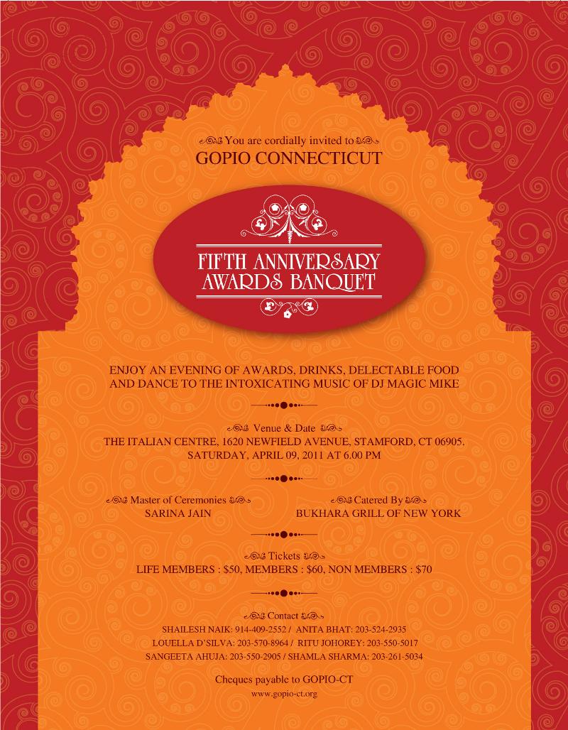 GOPIO-CT Awards Banquet Invitation