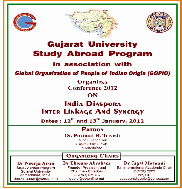 GOPIO-Gujarat University Diaspora Conference, Jan. 2012