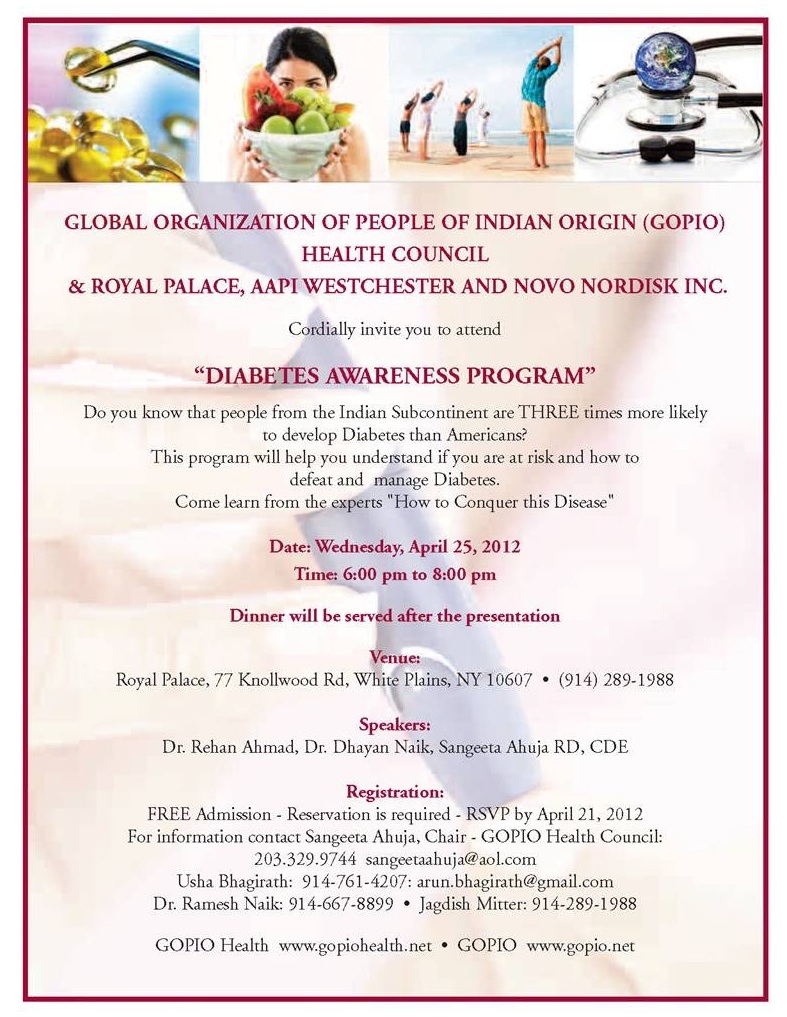 GOPIO Health Diabetes Awareness Program in White Plains, New York