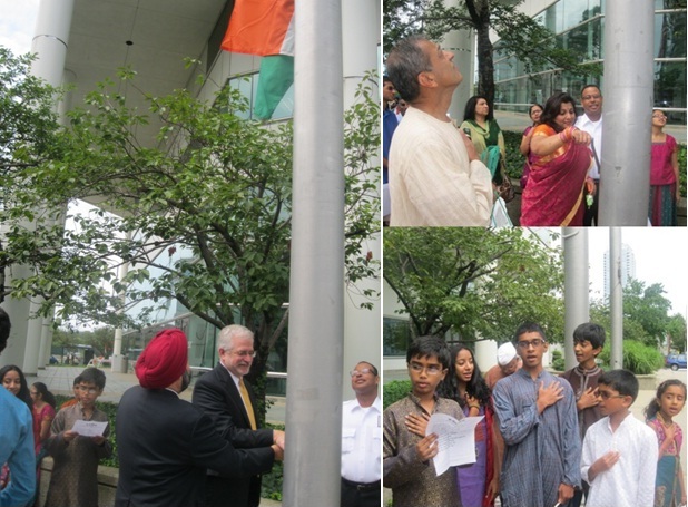 India Independence Day Celebrations with flag hoisting at the Govt. Center in Stamford