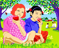 Girls Eating Apples
