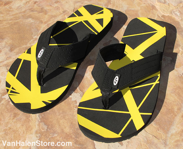 Black and Yellow EVH Flip Flops