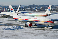 Airliners on Snowy Ramp