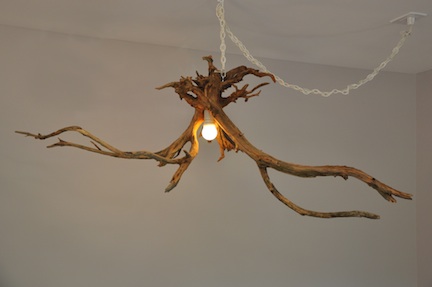 swag light made out of tree root