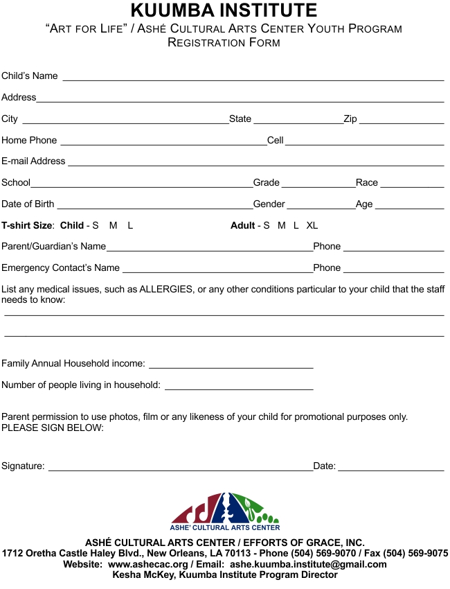 Kuumba Registration Form