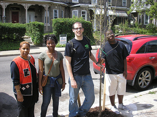 Volunteers with Tree