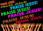 image praise Jesus with many words and hands