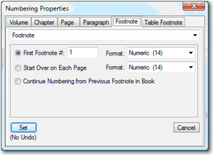Footnote Numbering Properties