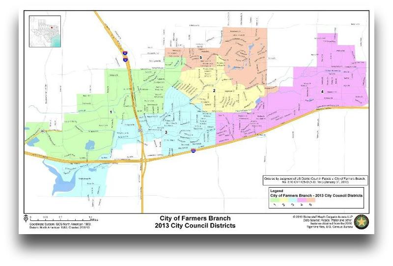 Farmers Branch Single Member Districts Map